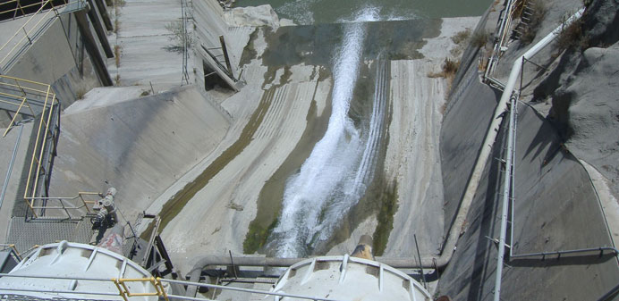 Large dam draining water