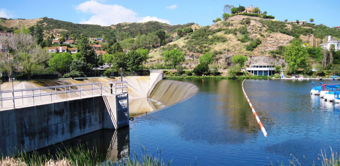 Dam holding water